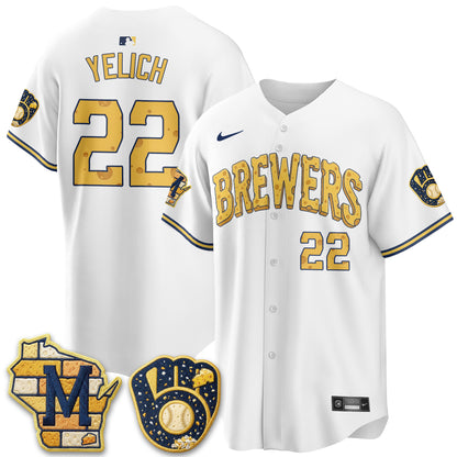 Milwaukee Brewers Cheesehead Edition Vapor Limited Jersey - Stitched