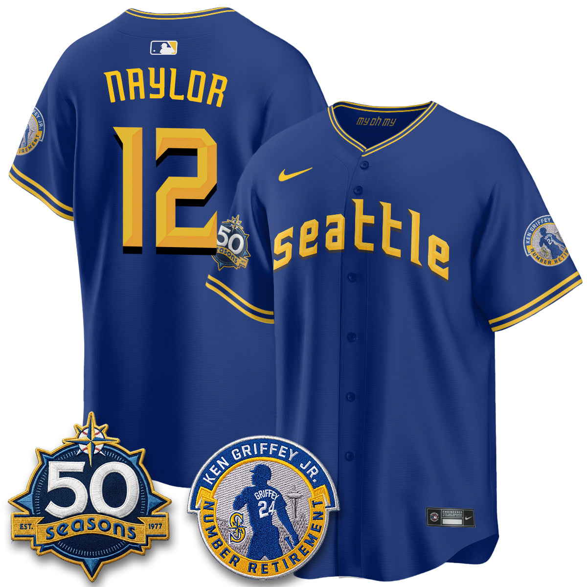 SEA Ken Griffey Jr. Patch Vapor Premier Limited Jersey - All Stitched
