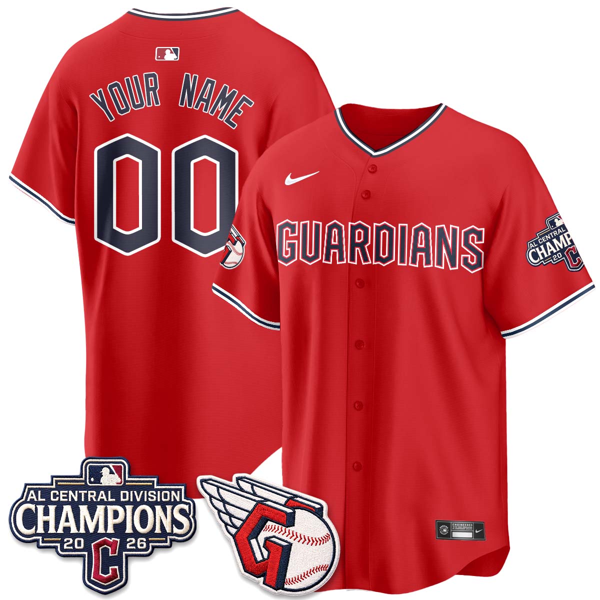CLE 2026 AL Central Champs Vapor Custom Jersey - Stitched
