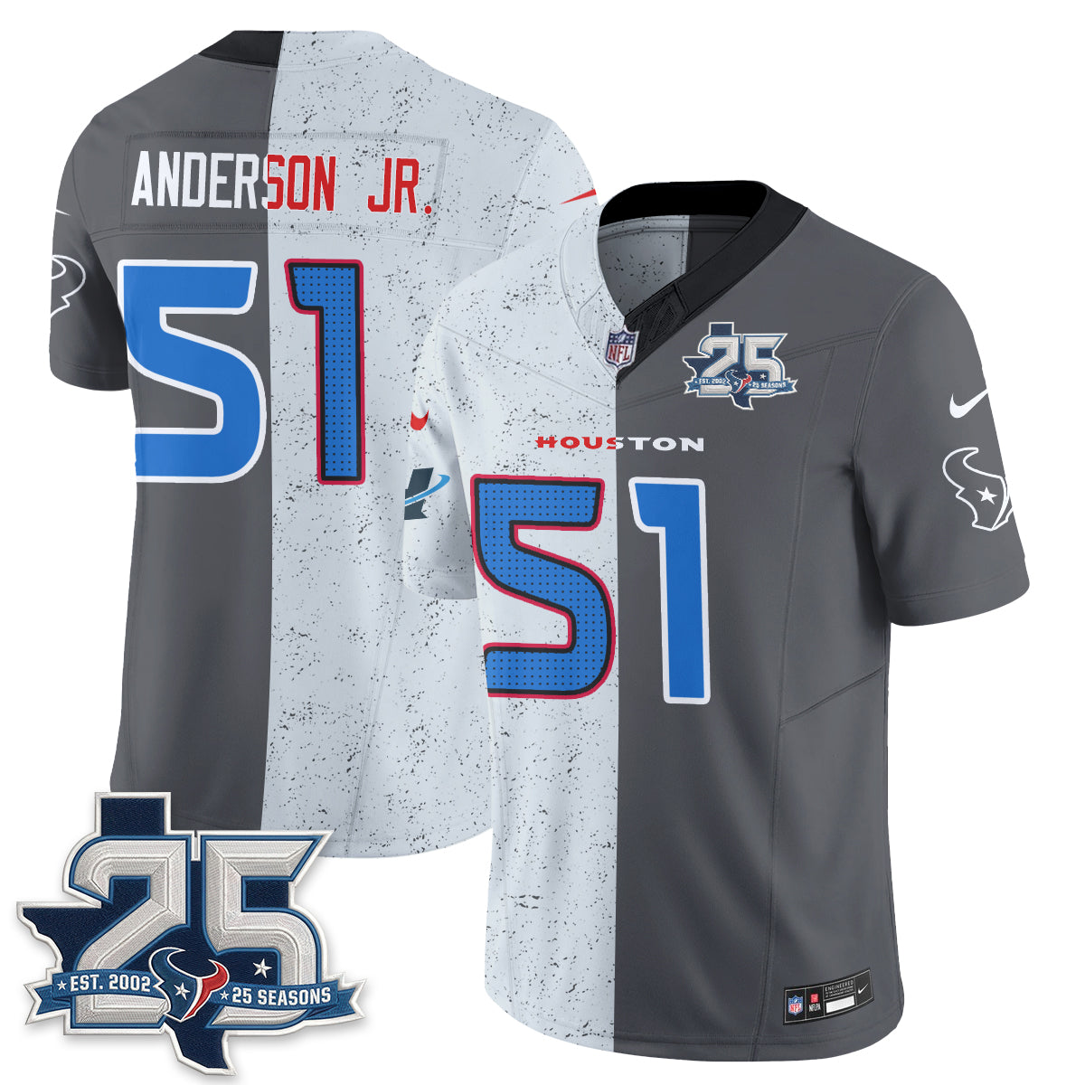 HOU Fan Gear Split Vapor Jersey - Stitched
