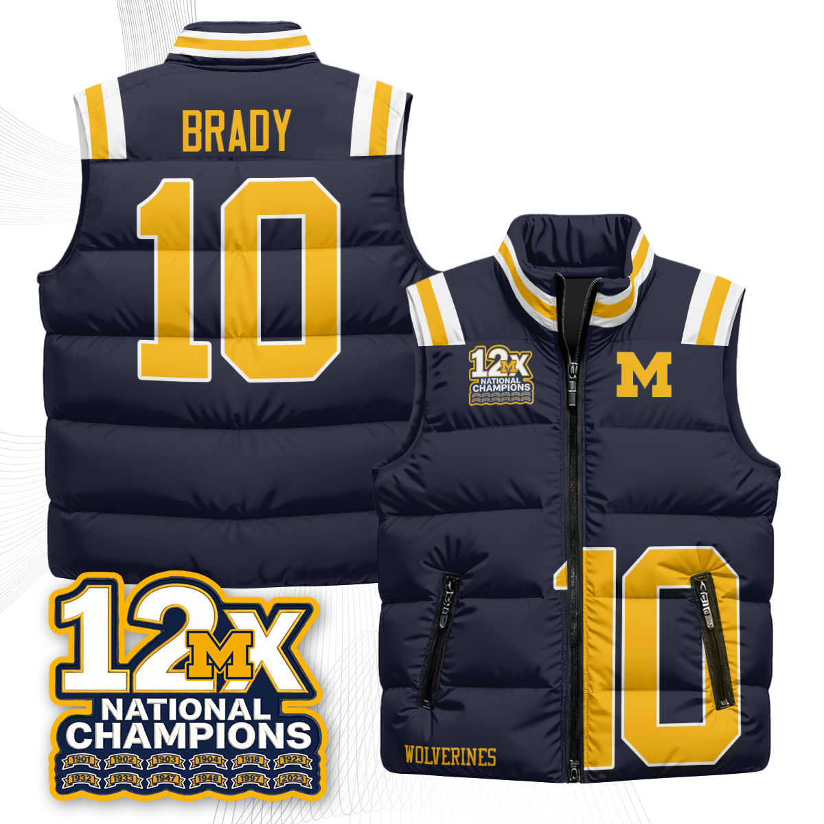 MICH 12X Champs Puffer Vest - Printed