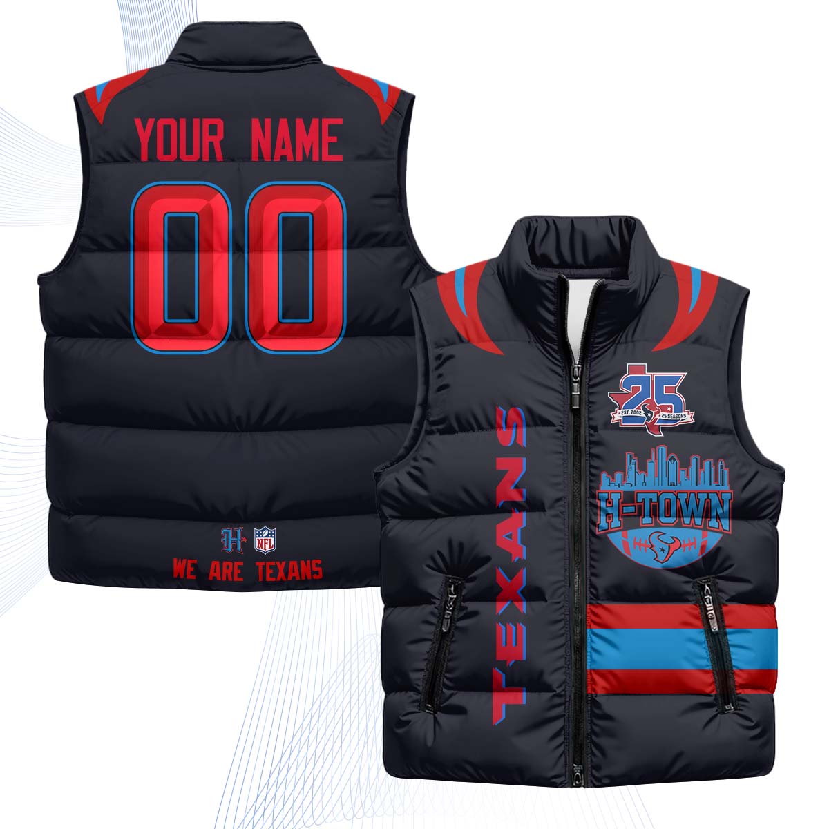 HOU "H-Town" Custom Puffer Vest - Printed