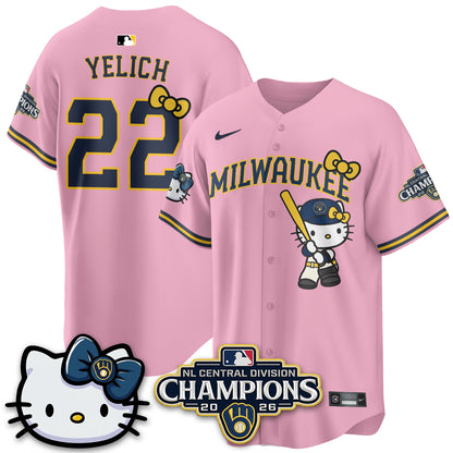 Milwaukee Brewers NL Central Champs x Meow KT Vapor Jersey - Stitched