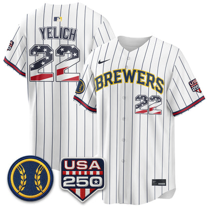 Milwaukee Brewers Fourth of July Vapor Limited Jersey - Stitched