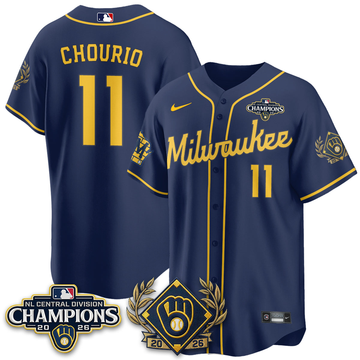 Milwaukee Brewers 2026 NL Division Champs Vapor Jersey - Stitched
