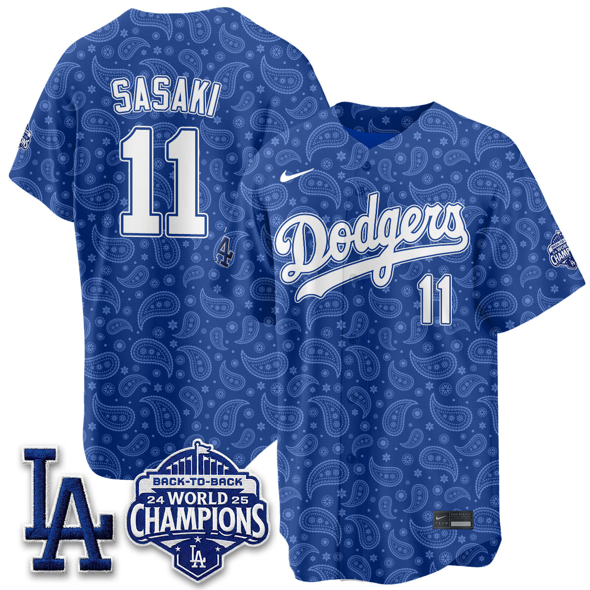 Los Angeles Dodgers Paisley Vapor Jersey - Stitched