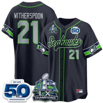 Seattle Seahawks SB LX Champs Vapor Baseball Jersey - Stitch