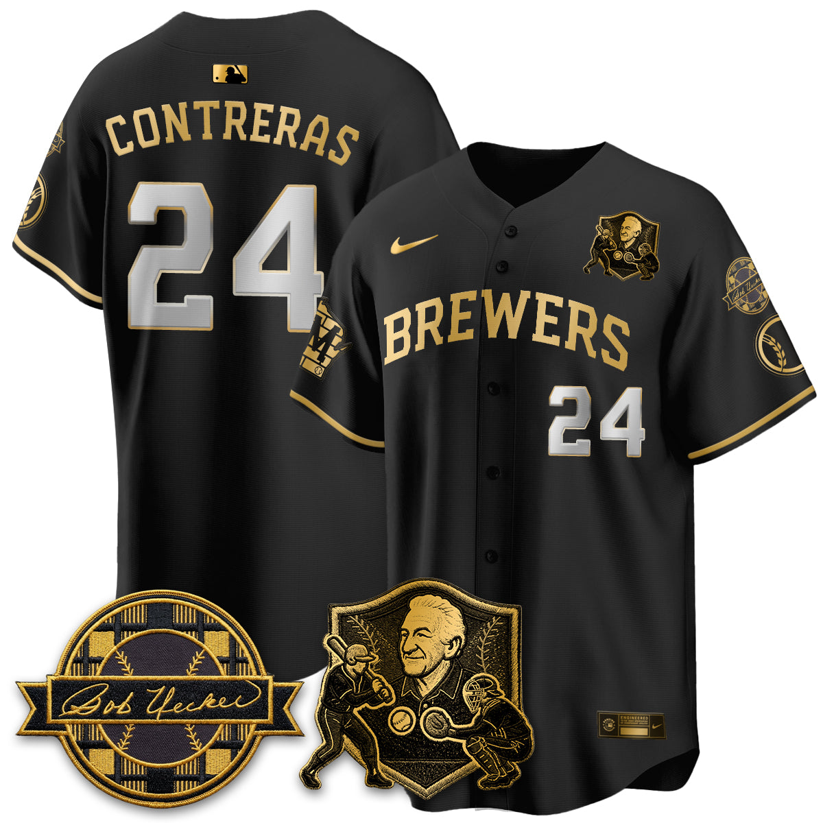 MIL Bob Uecker - 54 Seasons for Brewers' Vapor Limited Gold Jersey - All Stitched