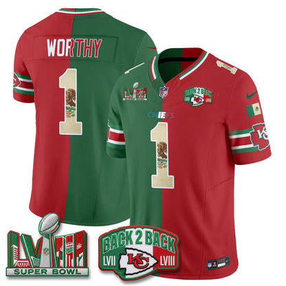 Kansas City Chiefs Mexico Split Edition Vapor Jersey - Stitched