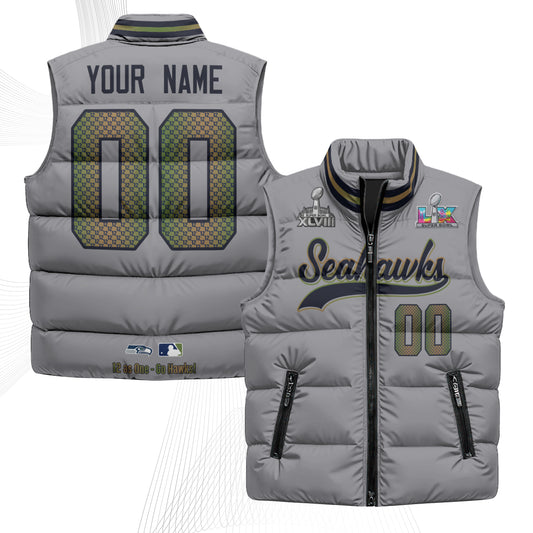 Seattle Seahawks S.Bowl Champs Custom Puffer Vest - Printed