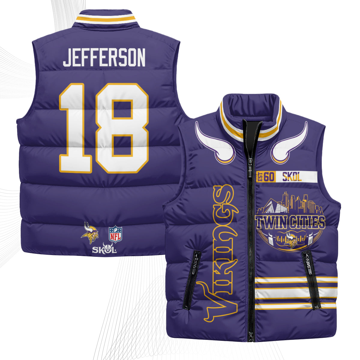 Minnesota Vikings Twin City Puffer Vest - Printed