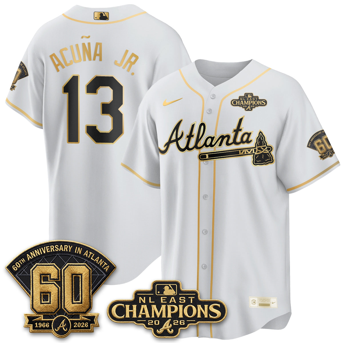Atlanta Braves 2026 NL East Champs Gold Edition Vapor Jersey - Stitched