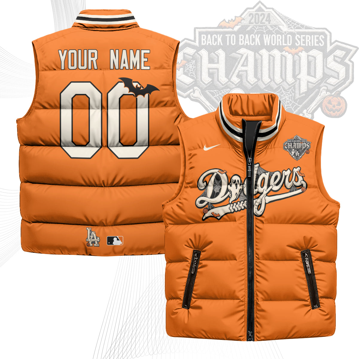 Los Angeles Dodgers Halloween 2026 Unisex Custom Puffer Vest - Printed