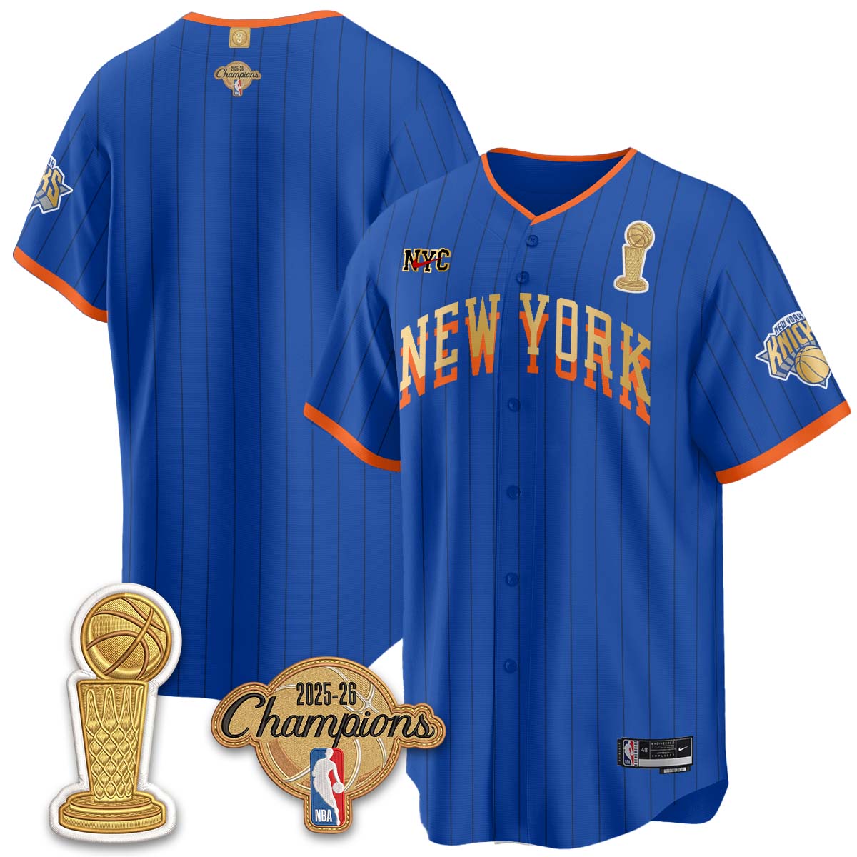 New York Knicks Champions Night Baseball Vapor Jersey - Stitched
