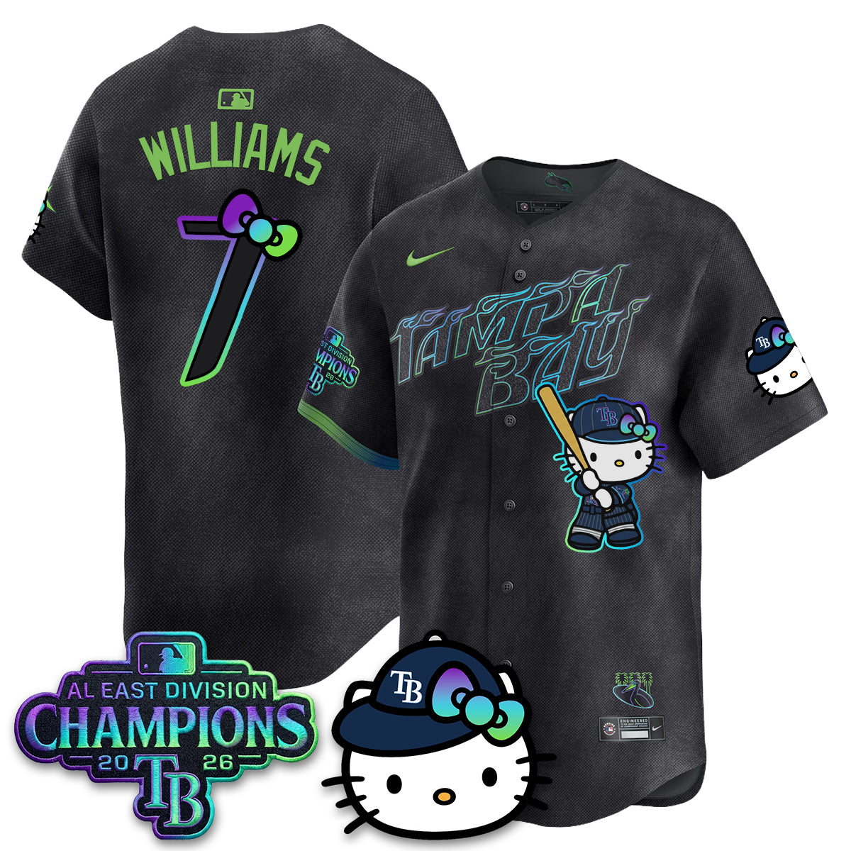 Tampa Bay Rays x Meow KT 2026 AL East Champs Vapor Jersey - Stitched