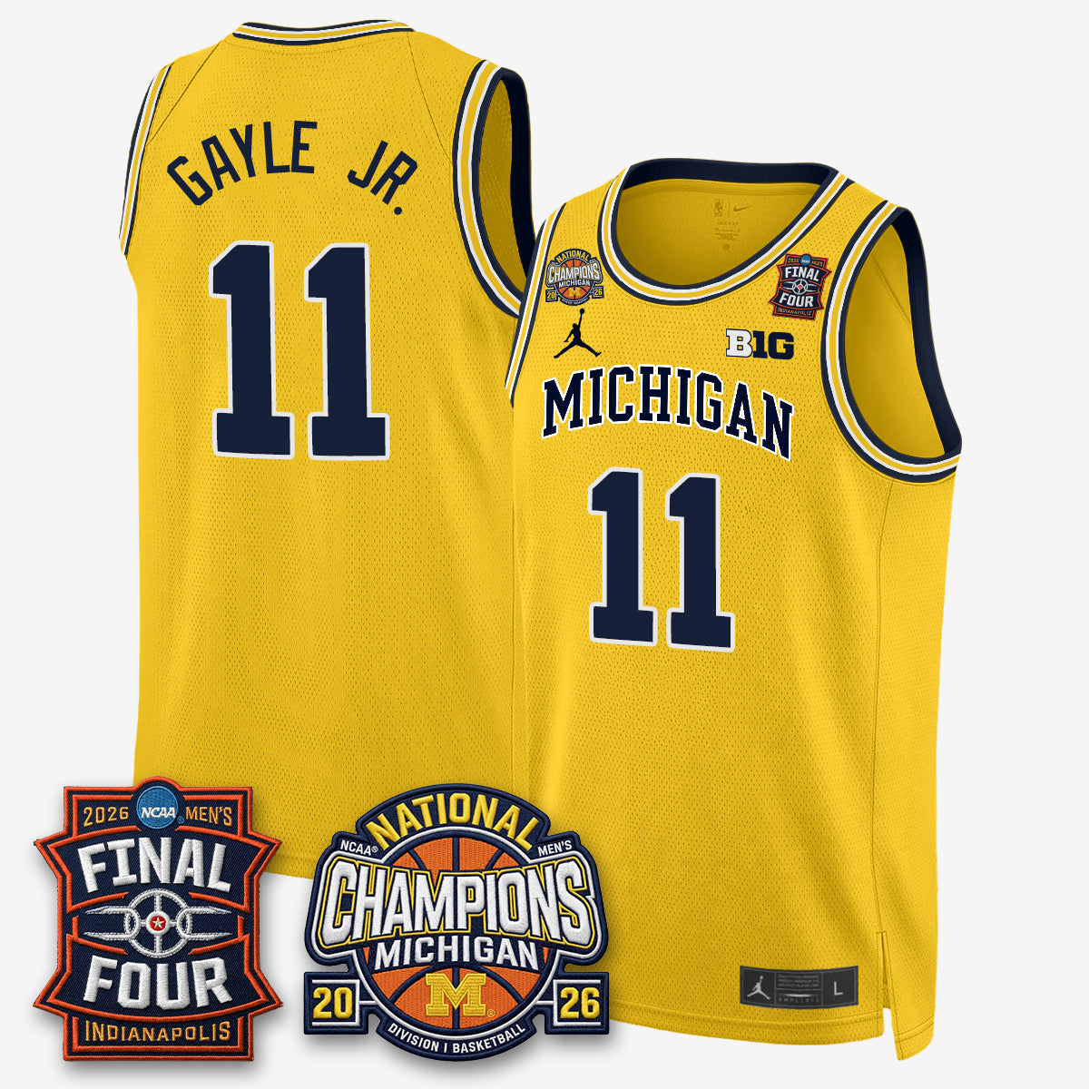 MICH Basketball National Champions Big Text Limited Vapor Jersey - All Stitched