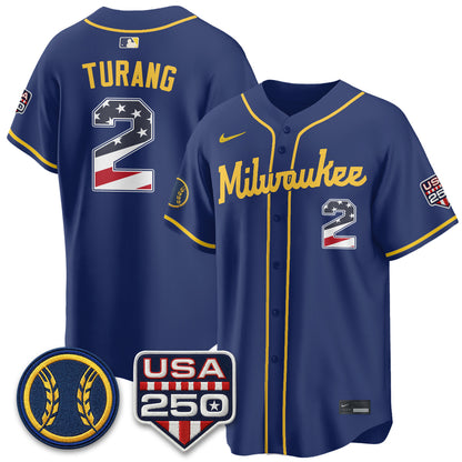 Milwaukee Brewers Fourth of July Vapor Limited Jersey - Stitched