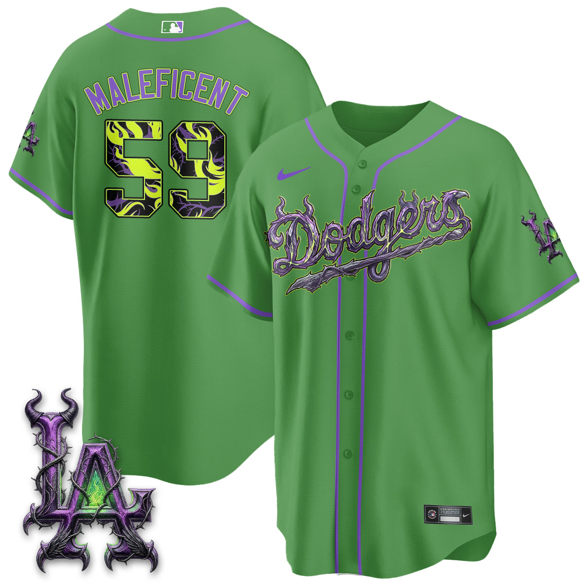 Los Angeles Dodgers Villains Halloween - Horned Queen Vapor Jersey- Stitched