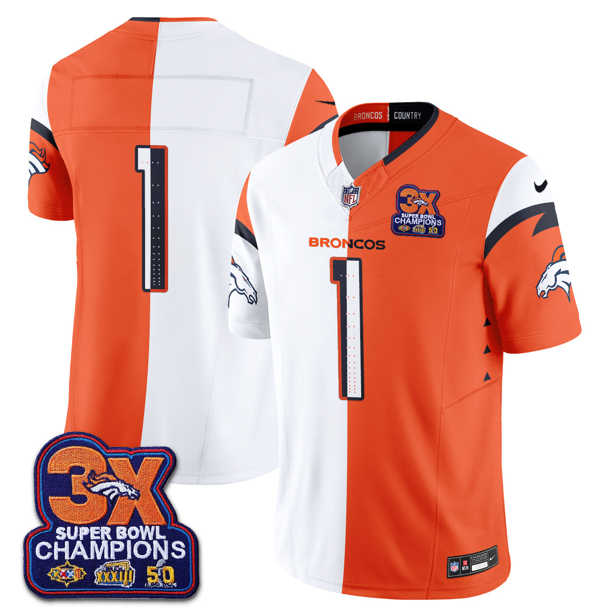 Denver Broncos Split Edition Vapor Jersey - Stitched