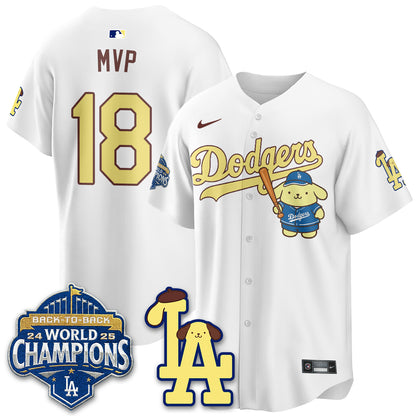 Los Angeles Dodgers Pompompurin Edition Vapor Jersey - Stitched