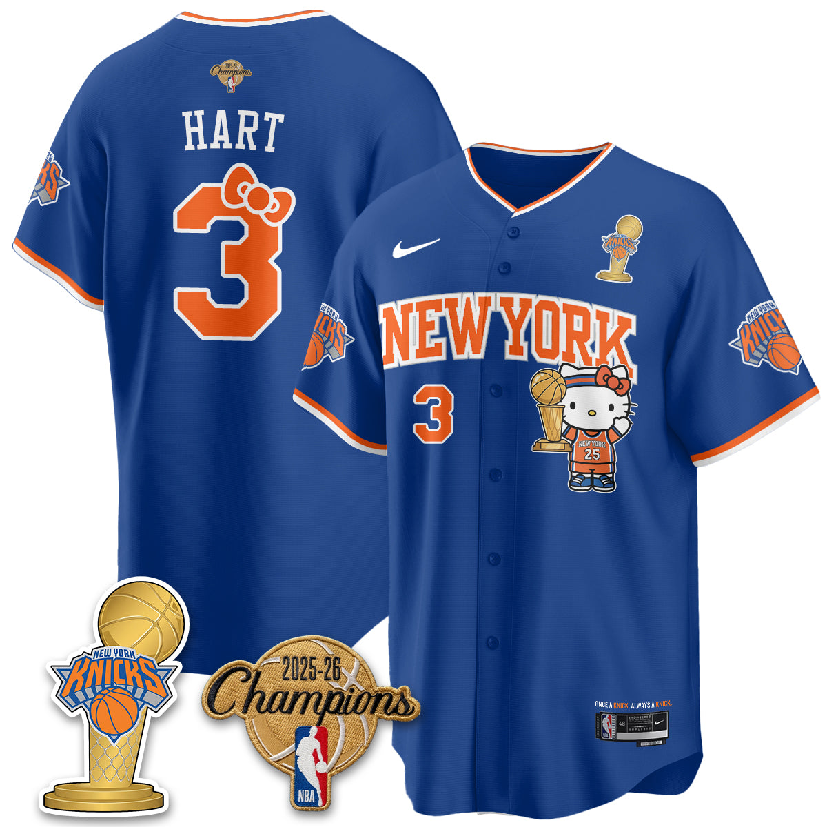 New York Knicks 2026 NBA Champions x Meow Kitty Vapor Jersey - Stitched