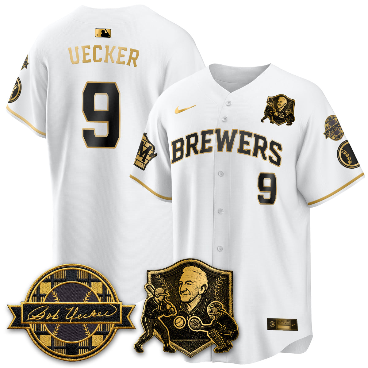 MIL Bob Uecker - 54 Seasons for Brewers' Vapor Limited Gold Jersey - All Stitched