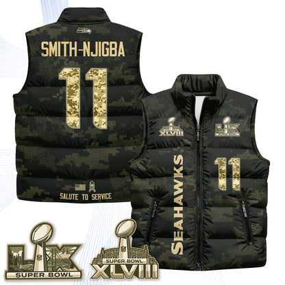 Seattle Seahawks 2026 Salute to Service Puffer Vest - Printed