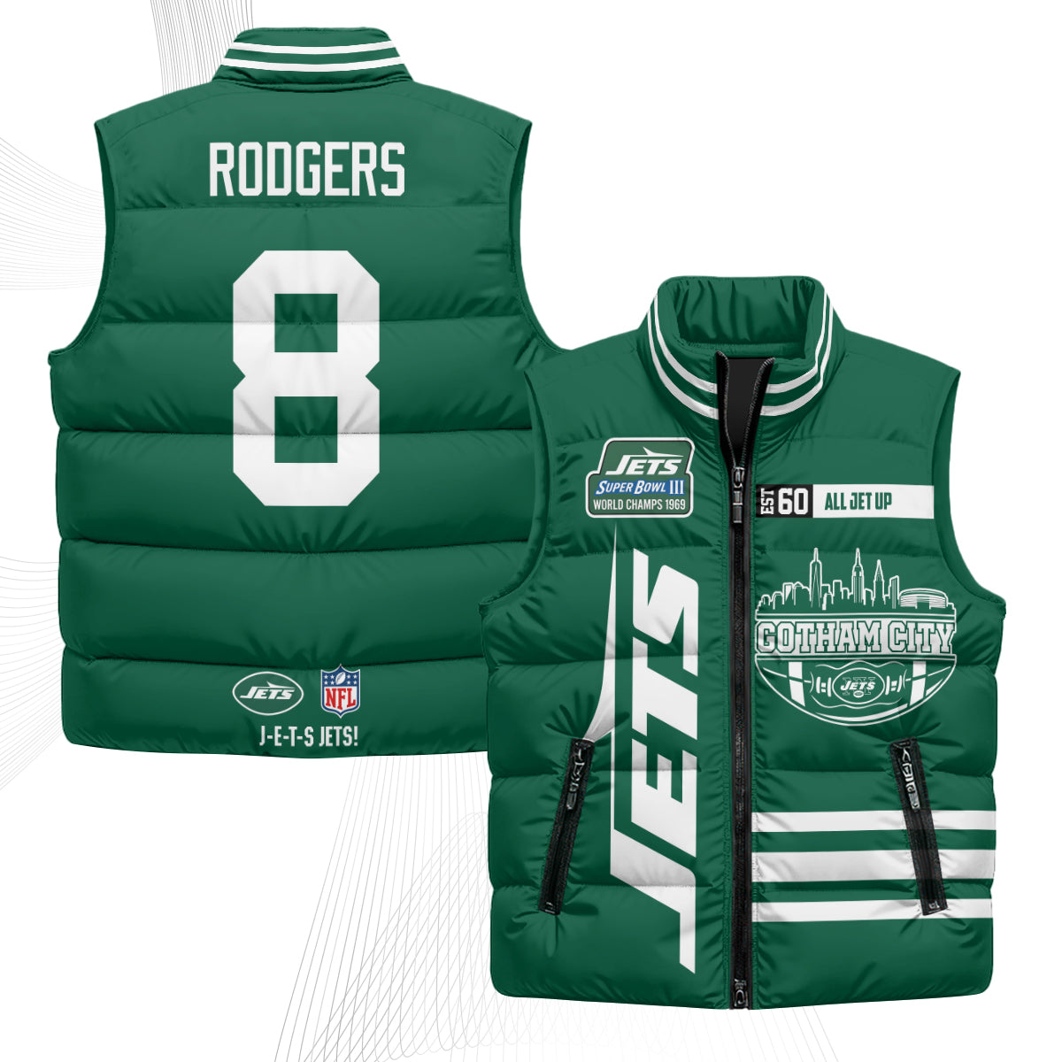 New York Jets Gotham City Puffer Vest - Printed