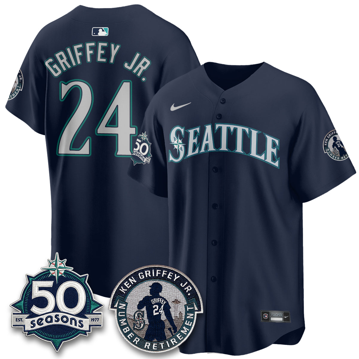 SEA Ken Griffey Jr. Patch Vapor Premier Limited Jersey - All Stitched