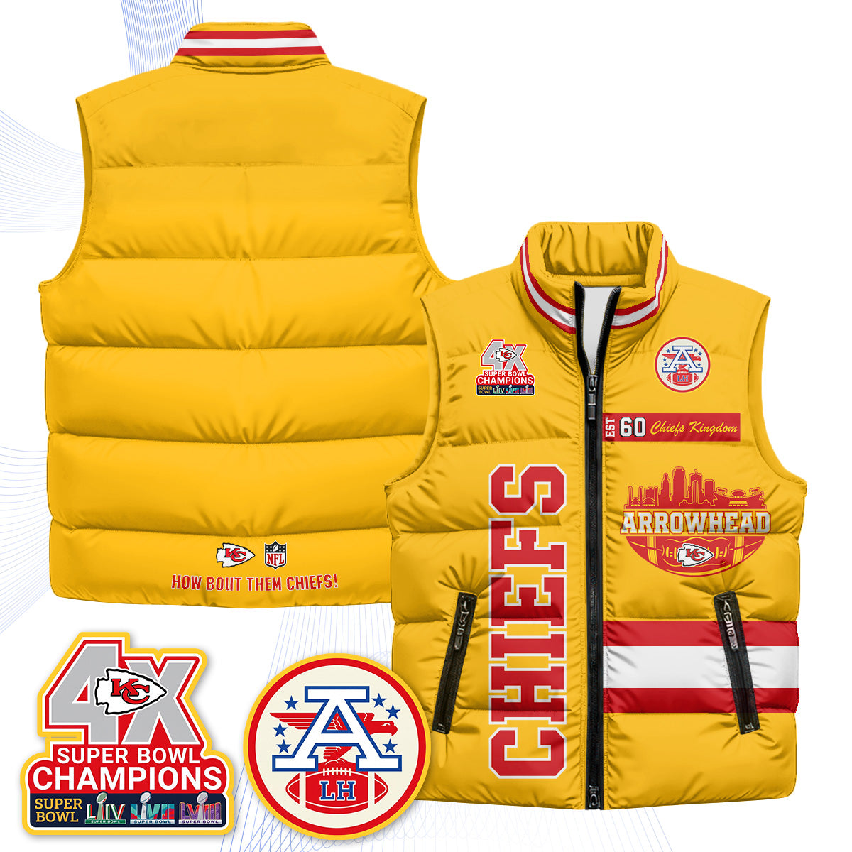 KC Arrowhead Puffer Vest - Printed