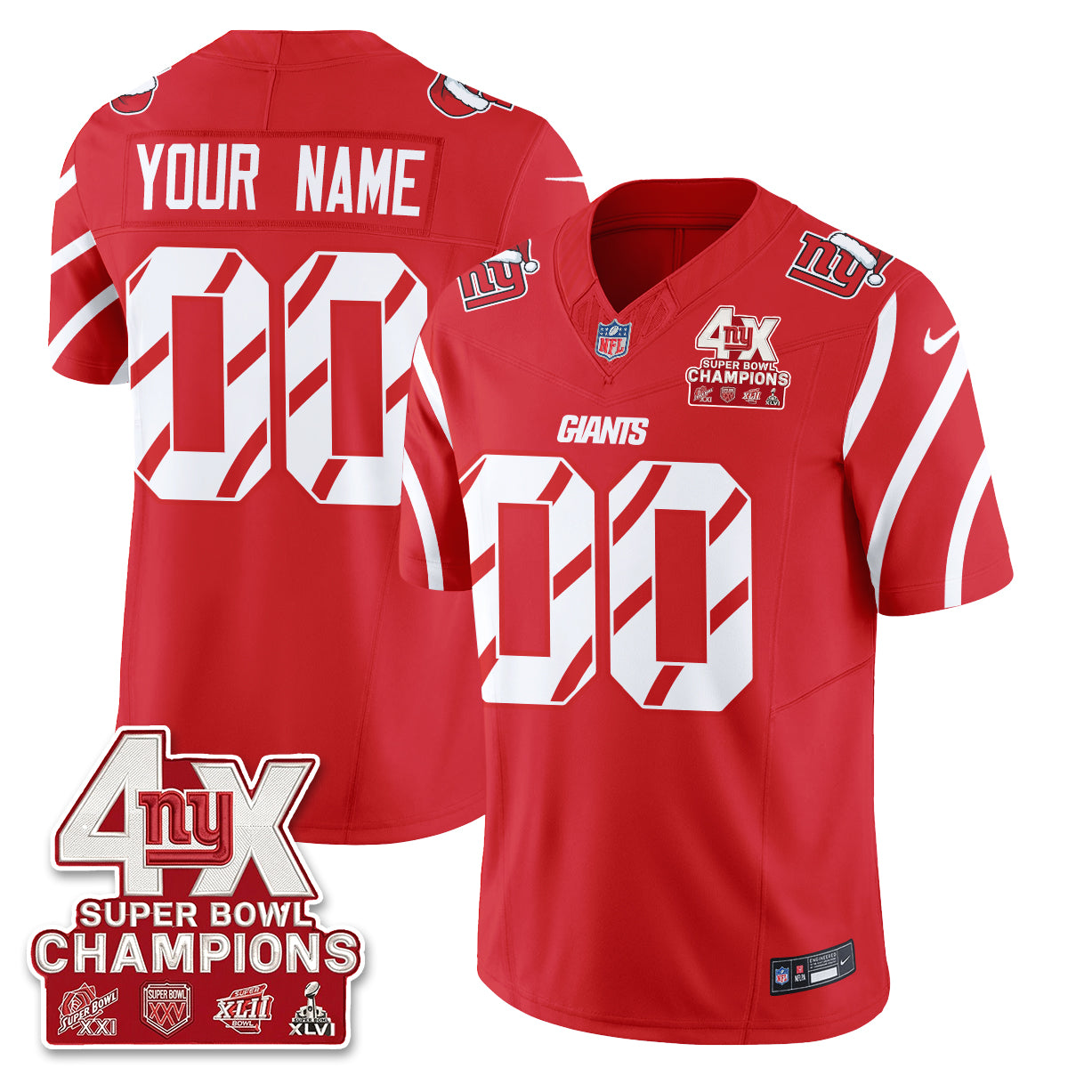 NYG  Xmas Edition Vapor Custom Jersey - Stitched