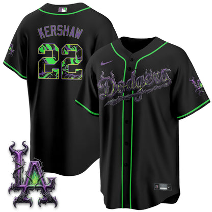 Los Angeles Dodgers Villains Halloween - Horned Queen Vapor Jersey- Stitched