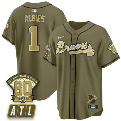 ATL New Era Olive 2026 Armed Forces Day Vapor Limited Jersey - All Stitched