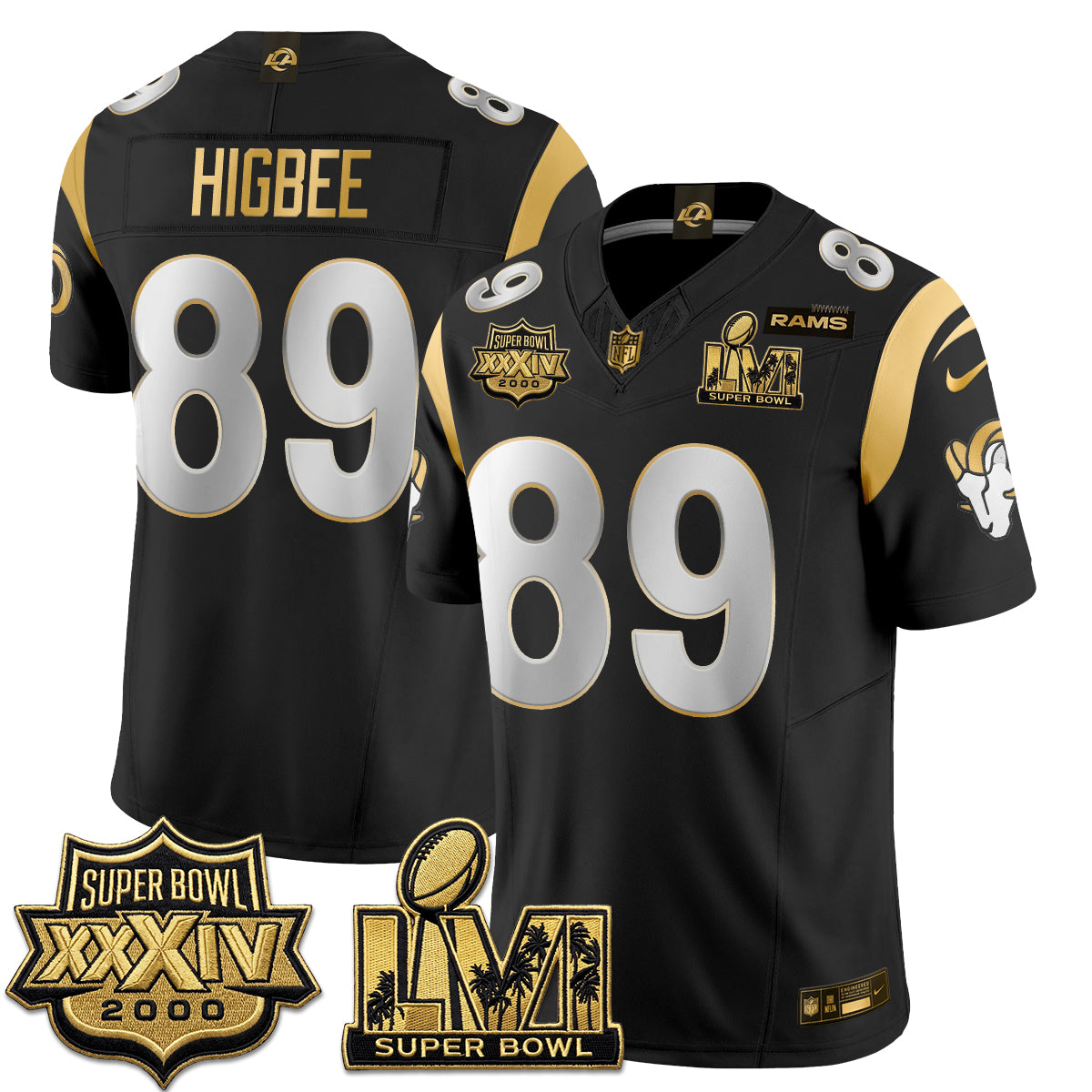 LAR SBowl Champs Gold Vapor Jersey - Stitched