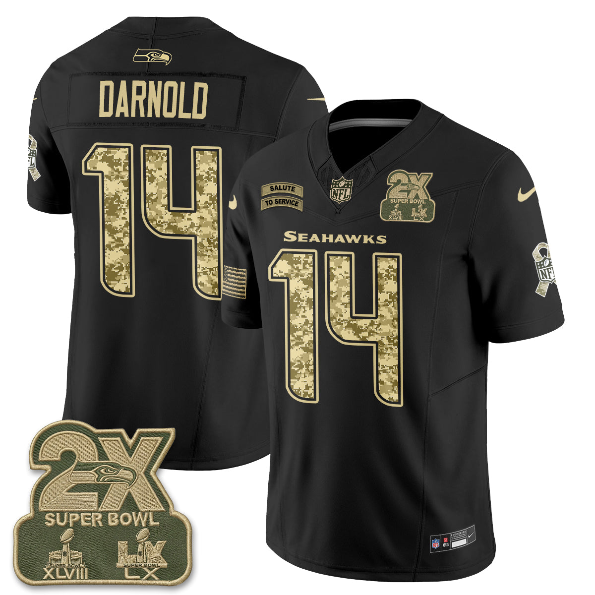 Seattle Seahawks 2026 Salute to Service Vapor Jersey - Stitched