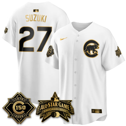 Chicago Cubs 2027 All Star Game Gold Edition Vapor Jersey - Stitched