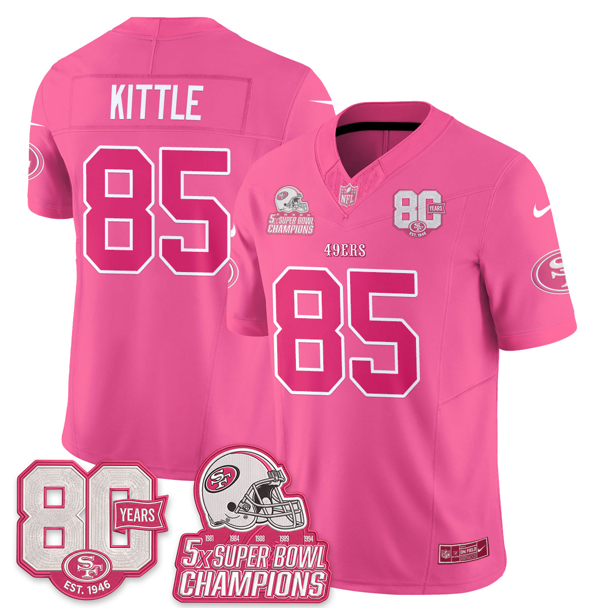 San Francisco 49ers Pink Edition Vapor Jersey - Stitched