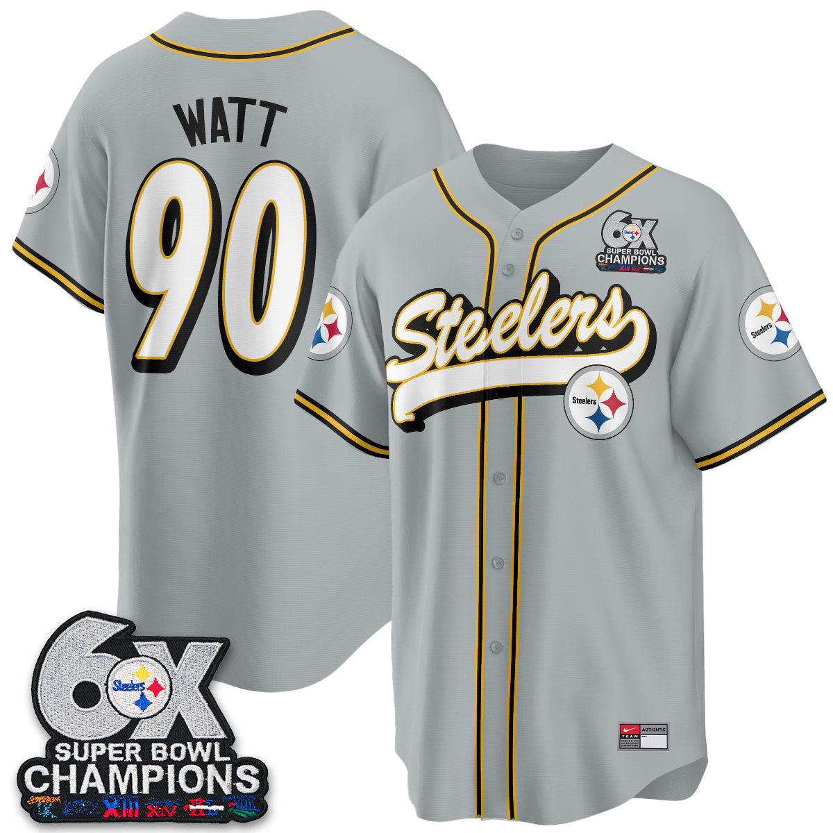 Pittsburgh Steelers 6x SBowl Baseball Vapor Jersey - Stitched