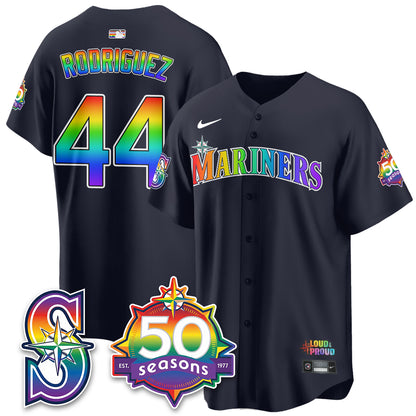 Seattle Mariners Happy Pride Month Vapor Jersey - Stitched