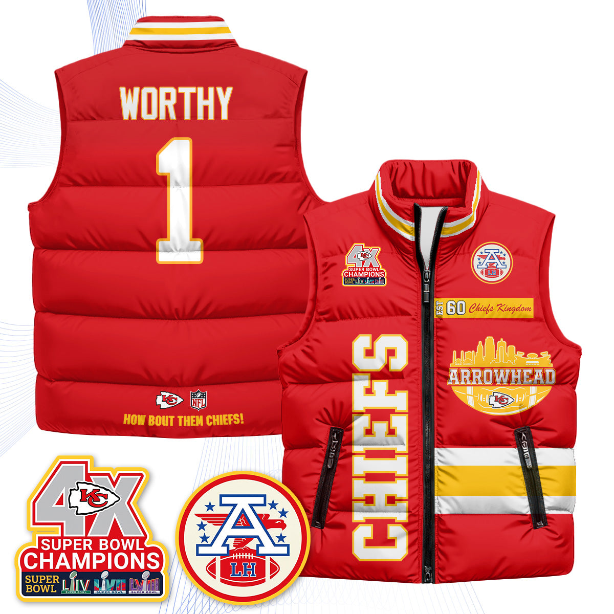 KC Arrowhead Puffer Vest - Printed