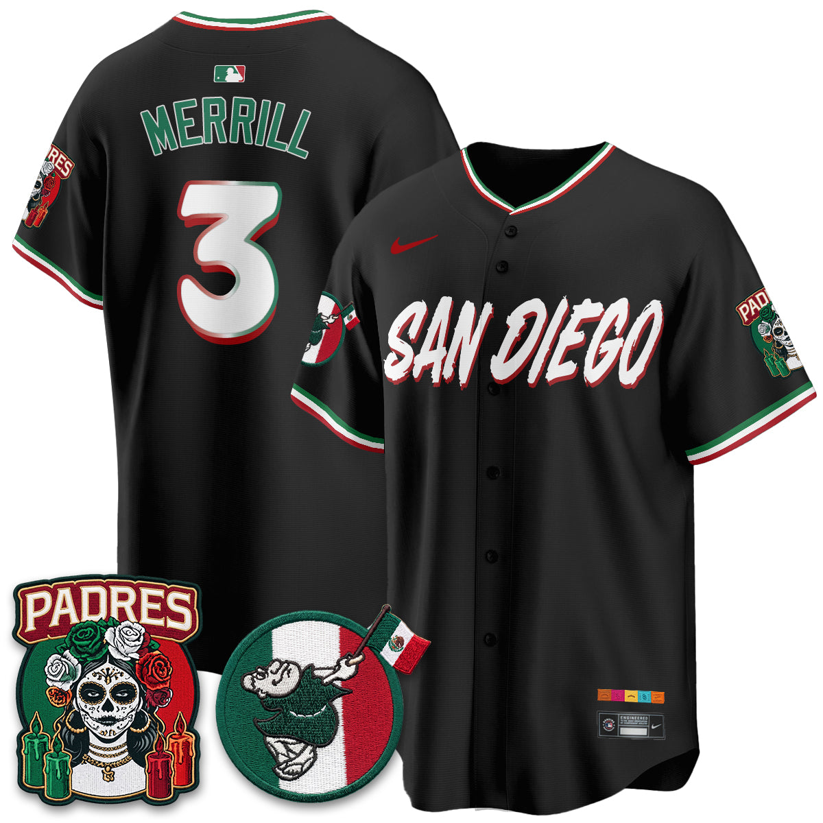 San Diego Padres City Connect Mexico Style Vapor Jersey - Stitched