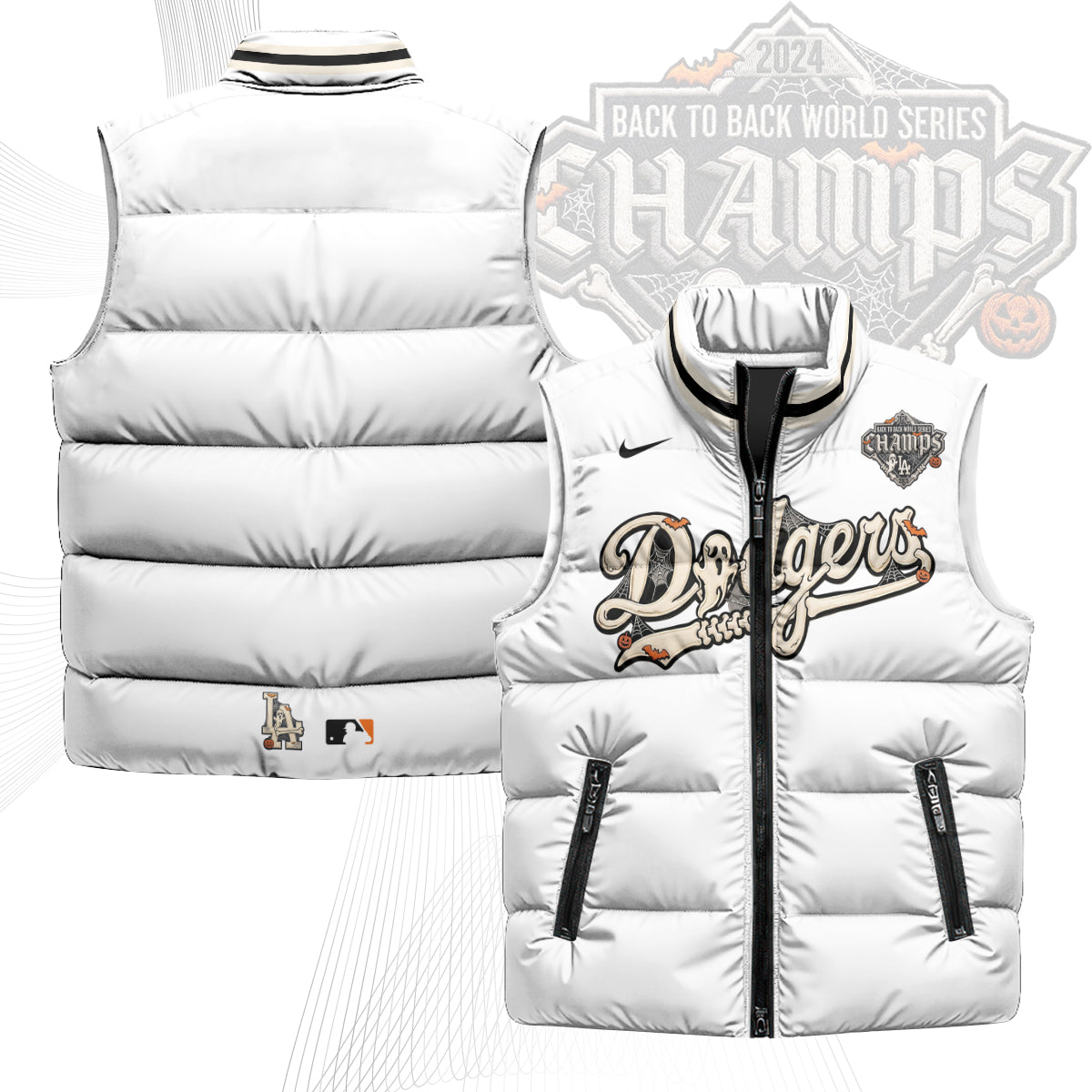 Los Angeles Dodgers Halloween 2026 Unisex Puffer Vest - Printed