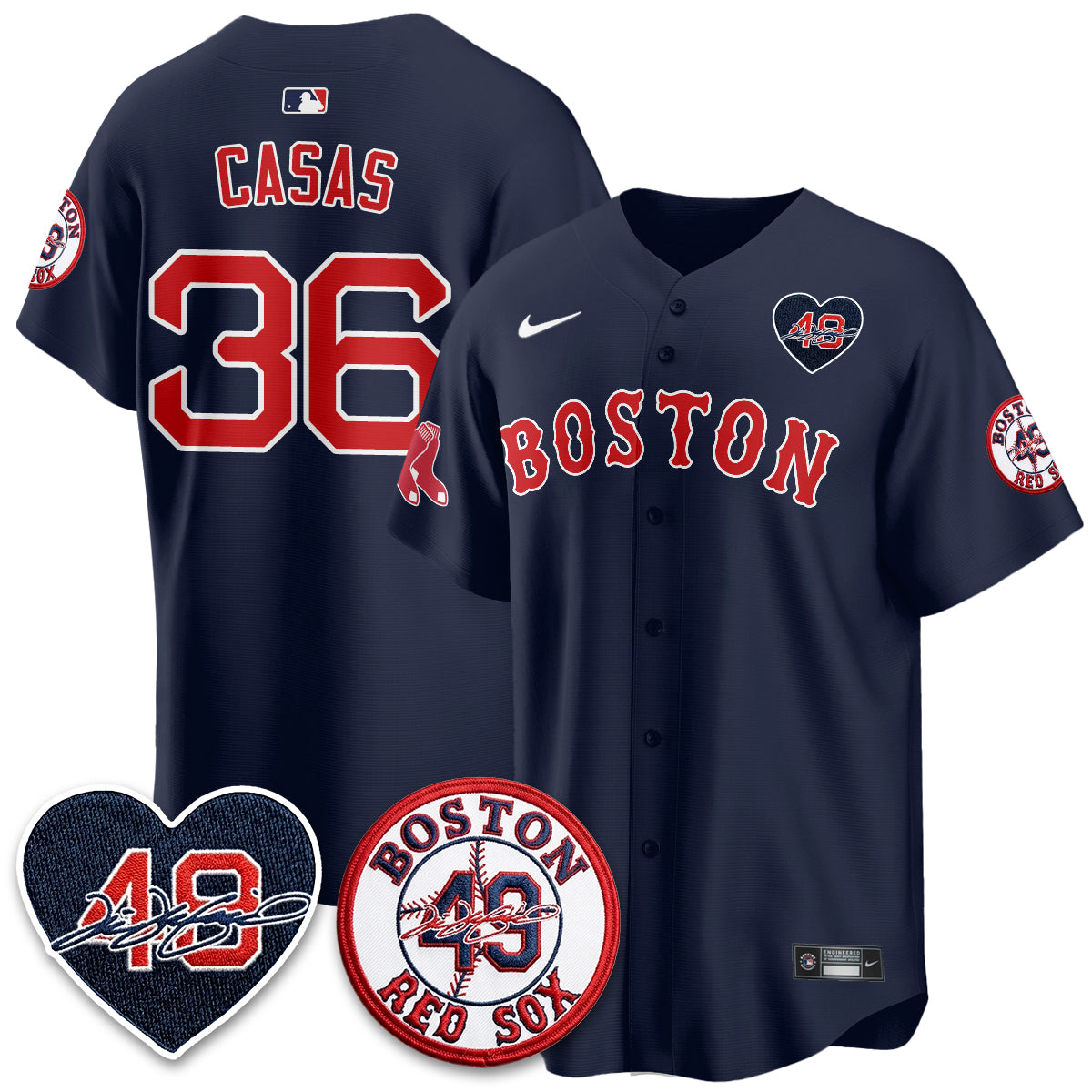 BOS Tim Wakefield Memorial Patch Vaper Premier Limited Red Jersey - All Stitched