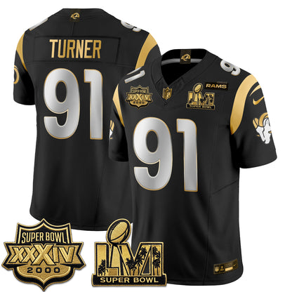 LAR SBowl Champs Gold Vapor Jersey - Stitched