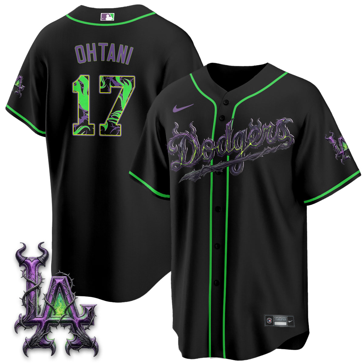 Los Angeles Dodgers Villains Halloween - Horned Queen Vapor Jersey- Stitched