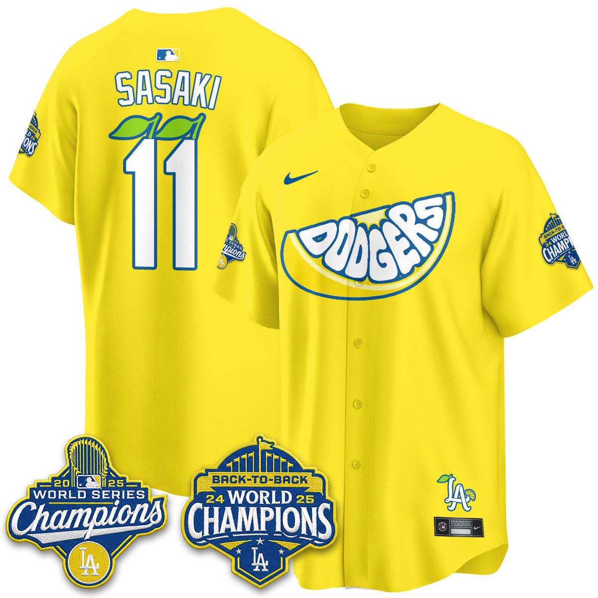Los Angeles Dodgers Lemonade Collection Vapor Jersey - Stitched