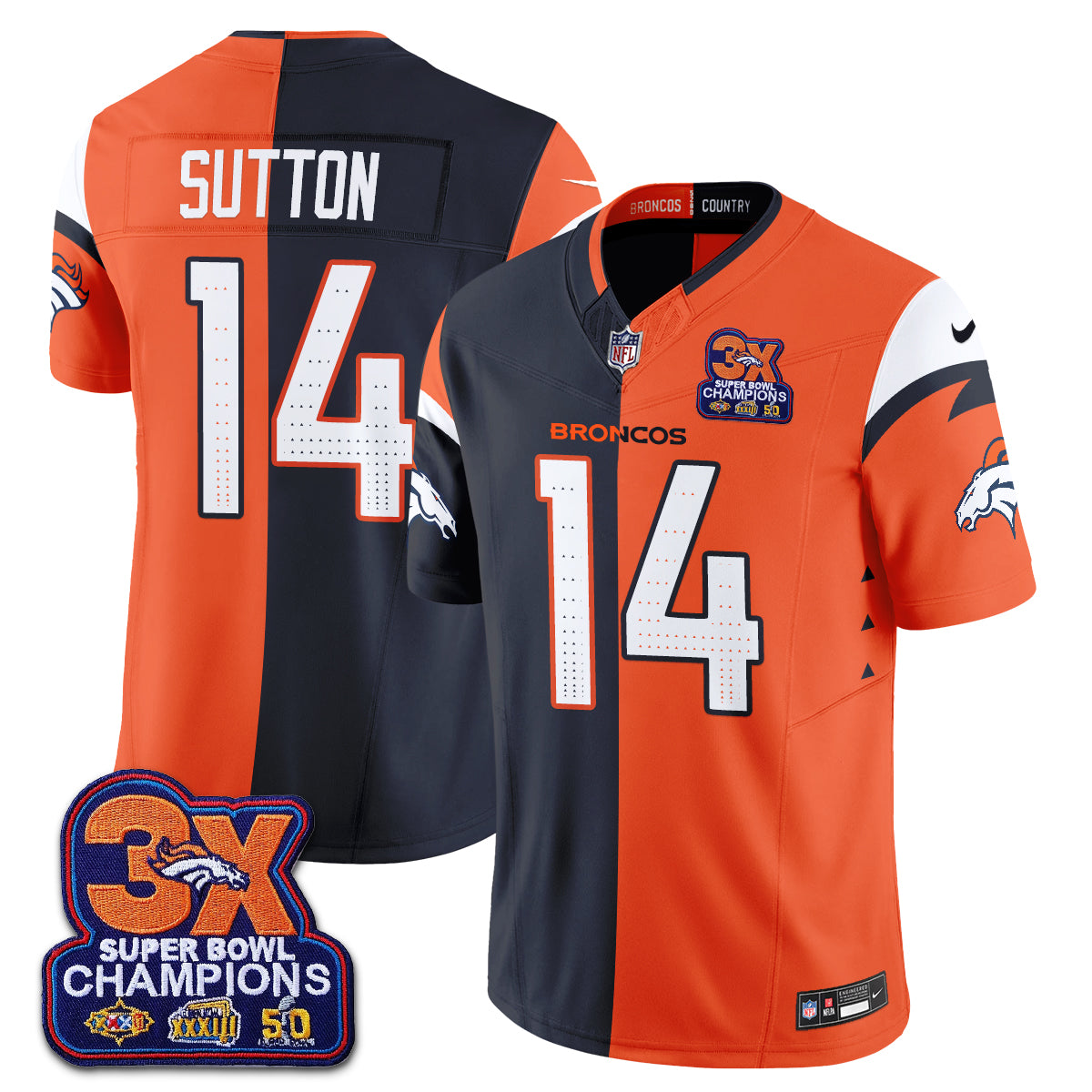 Denver Broncos Split Edition Vapor Jersey - Stitched
