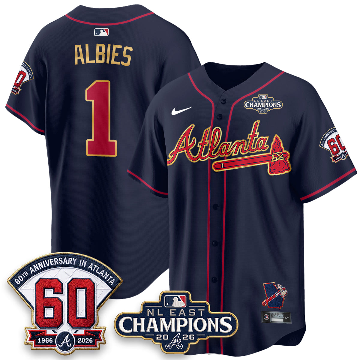 Atlanta Braves 2026 NL East Champs Gold Edition Vapor Jersey - Stitched