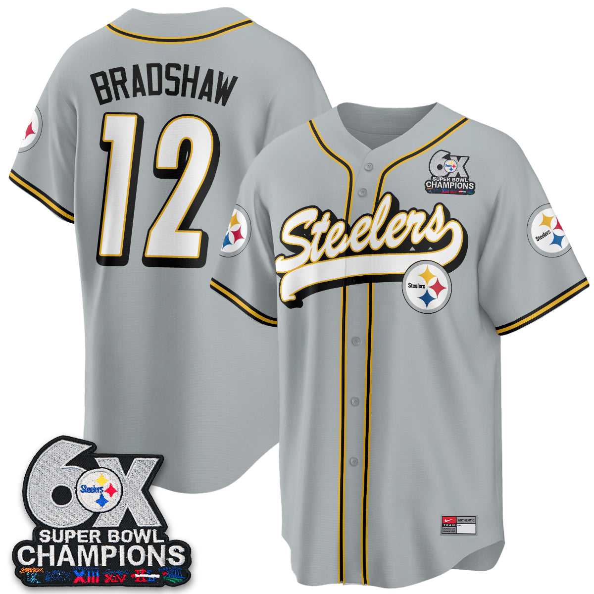 Pittsburgh Steelers 6x SBowl Baseball Vapor Jersey - Stitched