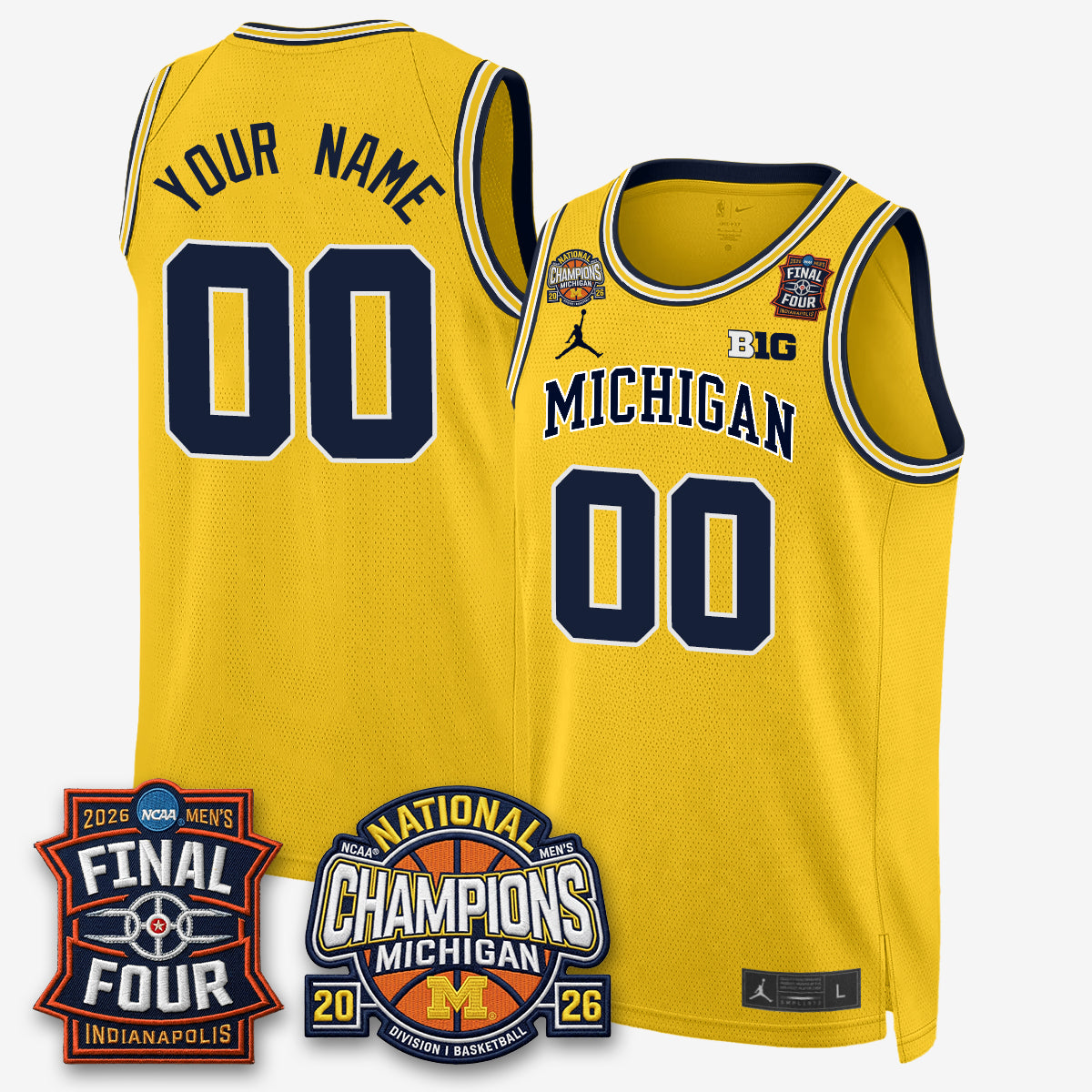 MICH Basketball National Champions Big Text Limited Vapor Custom Jersey - All Stitched